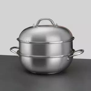 3중바닥 스텐 2단 찜기 / 인덕션겸용 찜냄비 돔뚜껑 샤틴 전골냄비