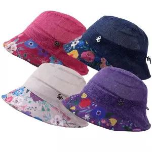 [마메든]사이즈조절 와이어 꽃챙 벙거지 4color 엄마 할머니 여름 챙모자/OM-B41007