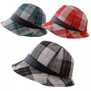 [마메든]SS 린넨 와이어챙 체크 벙거지 시원한 여름 엄마 중년 여성 버킷햇 모자/YY84