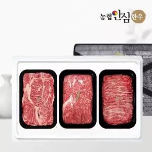 1등급 한우 선물세트 3구 구이정육1호 1kg (등심400g/국거리300g/불고기300g)