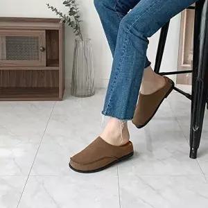 어글리 라운드 스웨이드 통굽 뮬 로퍼 슬리퍼Y-WDCDCE2