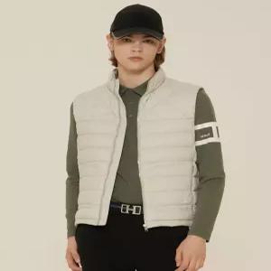 헤지스 골프 24FW [간절기필수템] 베이지 남성 에센셜 구스다운 패딩베스트 HUJU4D702I4