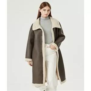 [비엔엑스]페이크레더 양털 롱 무스탕 코트 (BW4CT004L0)