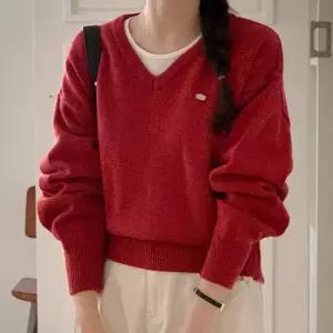 [코코블랑] 실버 팬던트 브이넥 니트