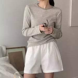 [코코블랑] 앤디 스트라이프 골지 티셔츠