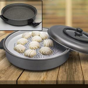 4중코팅 찜기팬 전기찜기 멀티찜기 전기냄비 잔치팬 요리찜기 원형찜기 코팅팬