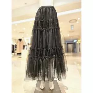 [롯데백화점]르니앤맥코이 스팽글 시스루 프릴 쉬폰 롱 스커트 MN05SK703HJY