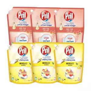 프릴 베이킹소다 레몬, 3개 + 자몽 리필, 1L, 3개