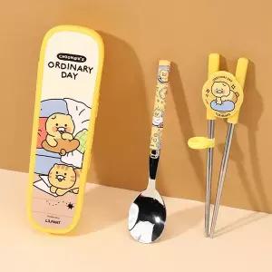 [홈앤키즈]춘식이 수저세트 스텐킨더젓가락 스푼 글라이더케이스 3P세트 유치원 어린이집 초등학생 소풍