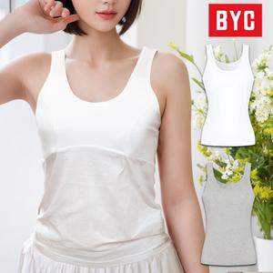 BYC 주니어 천연 면 소재 브라 캡내장 런닝 2개 세트 /사춘기 여아 1단계 브래지어 여학생 속옷 브라자