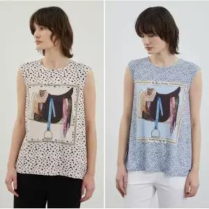 갤러리아 올리비아로렌 호피 프린트 원포인트 탑 VOCAN4M4441