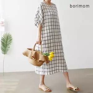 [보리보리/보리맘]린넨 바네사 소매 퍼프 원피스 빅사이즈 오피스 임부복 리넨 롱원피스