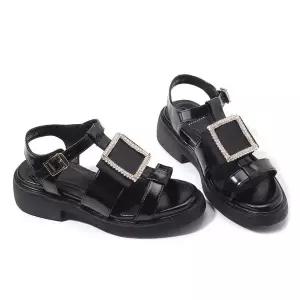 갤러리아 세라 여성 소가죽 캐주얼 스트랩 샌들 플랫폼 통굽 TCS23800 검정 3CM