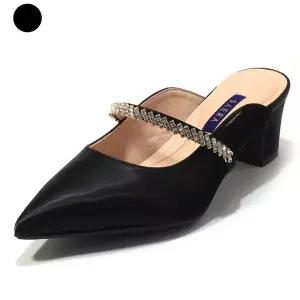 갤러리아 세라 여성 백화점 수제화 소가죽 뮬 블러퍼 샌들힐 S24M005 검정 5CM