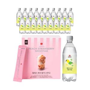 할리스 탄산수 레몬라임 500ml, 20개 + 스무디 스틱 피치딸기 640g(16g, 40입), 1개
