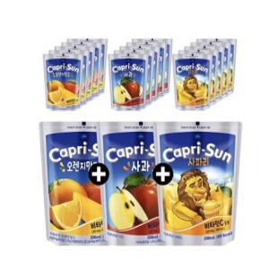 카프리썬 파우치 주스 200ml 30개(오렌지망고, 사과, 사파리 각 10개)