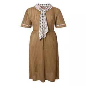 닥스 여성 24SS [스테디셀러]브라운 체크배색 반팔원피스 WKDR4B007W3