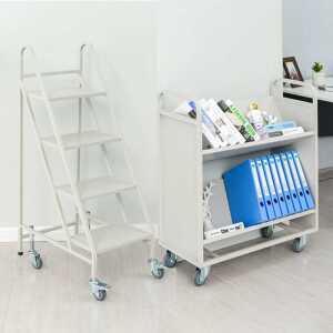 책꽃이 트롤리 V형 북카트 3단 서점 정리함 이동식