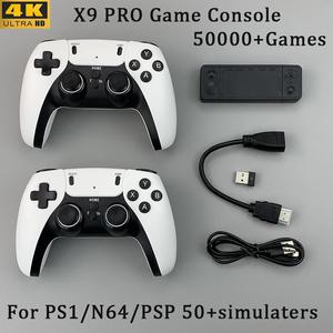 X9 프로 레트로 게임 스틱 비디오 콘솔 PS1 PSP SFC N64 듀얼 2.4G 무선 컨트롤러용 4K TV HD 50000 50 개