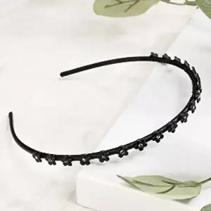 얇은 헤어밴드 플라워 블랙 단발 컬러 돌기 머리띠-WFHF0OR