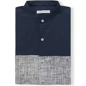 [하프클럽/]크리스챤 차이나 보카시배색 반팔 와이셔츠 CKST6620