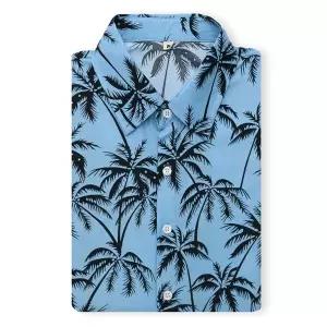 [하프클럽/]크리스챤 흑백야자수 하와이언 반팔셔츠 CKST4830