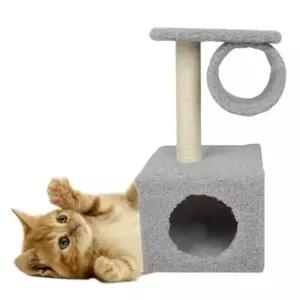 [퀸펫](70% 1+1 땡처리) 고양이 2단 소형 캣타워 숨숨집 2개묶음 (65cm/그레이색상)