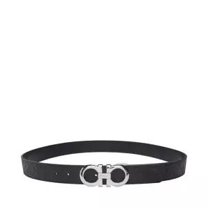 [중고명품] 105 블랙 카프스킨 더블 간치니 은장 남성 벨트 67 5542 724127