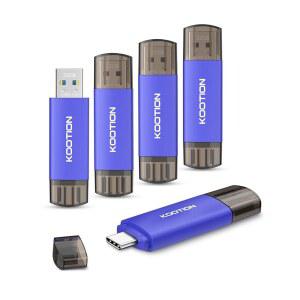 [미국배송] 32GB 타입-C 플래시 드라이브 5팩 쿠티온 2-IN-1 USB C USB-A&USB-C 3.0 듀얼 OTG 안드로이드 스마트폰/태블릿/PC용 썸 메모리 스틱