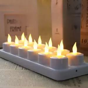 LED무드등 인테리어 티라이트 촛불 양초 전자초 충전식 캔들 컵리스 12석 레드 라이트