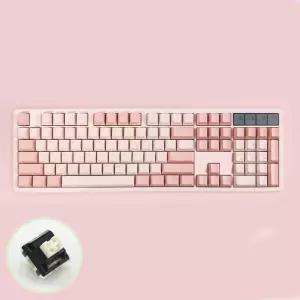 큐센 Q104 8K 풀윤활 가스켓 유무선 기계식 키보드 벚꽃 흑당라떼축