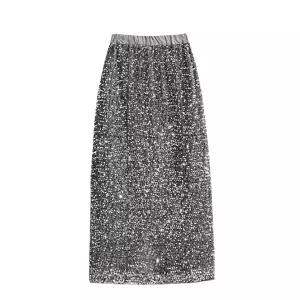 [예쎄] 스팽글장식 벨벳 밴딩 롱스커트(S5SSK001A)