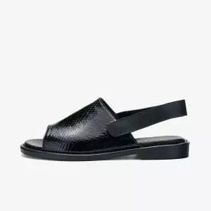 [보리보리/아이들]1407 키즈 & 맘 크링크 소가죽 파이톤 토오픈 슬링백 샌들 - 블랙