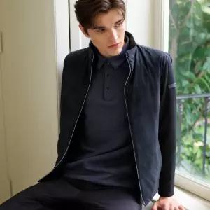 [엘르골프] 남성 시즌패턴 소매저지 배색 패딩 점퍼_6J71351