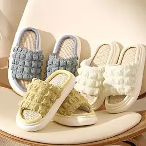 발이편한 사각주름 린넨면실내화 거실화 답례품 사은품 펜션 학원 학교 (WFJWX21)