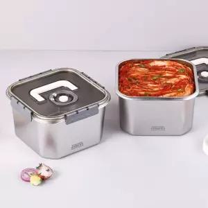 [원쁠원] 키친플라워 연마제 없는 원터치 스텐 304 김치통 5.5L + 김치통 5.5L