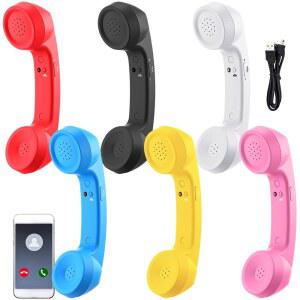 릴렉스윅스 6가지 색상의 레트로 휴대폰 핸드셋 대용량 무선 전화 리시버 마이크 스피커 포함 블루투스 모바일 올드 스쿨 패드 스마트폰과 호환 가능