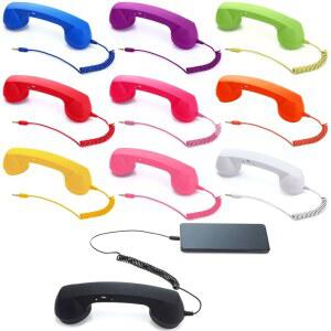 휴대폰용 5mm 레트로 휴대폰 핸드셋과 유선 어댑터용 빈티지 구형 핸드셋 모바일 올드 스쿨 패드용 대용량 마이크 스피커 핸드헬드 리시버 10가지 색상