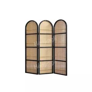 접이식 등나무 병풍 빈티지 잡지 수납 선반 입구 파티션 거실 문막기 책장 프렌치 원목