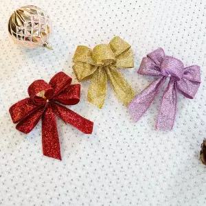 아트박스/플라워트리 [1+1] 크리스마스 리본 장식 반짝이 3cm 2단 11x11cm