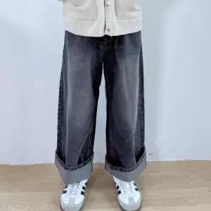 키즈 와이드 롤업진 남아 여아 루즈핏 주니어옷 초등 데일리 등원룩 데님팬츠