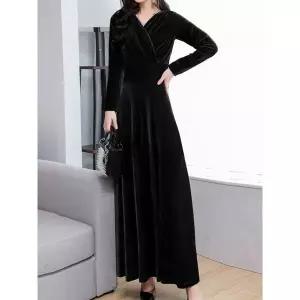 [귈림] 벨벳 랩스타일 브이넥 롱원피스(G4WOP020P)