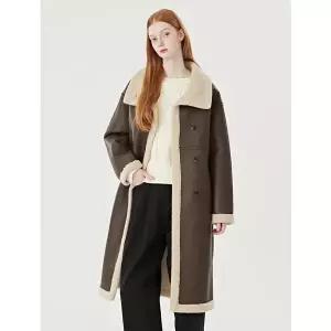 [미니멈][미니멈 에브리데이]양털 하이넥 레더 무스탕 롱 코트 (EB4JH013D)