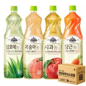 웅진 1.5L 주스 4종 혼합 각 1개씩 / 가야 알로에농장+가야 복숭아농장+가야 사과농장