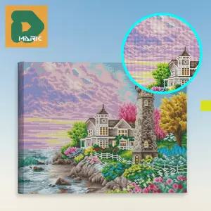 풍경 보석십자수 만들기 비즈 등대 세트 취미 인테리어 공예 집꾸미기 액자 큐빅 키트 DIY 바다 선물 도안