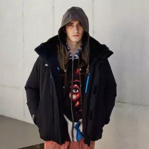 [밀레]밀레 남성 헤비 패딩 자켓 구스다운 고어텍스 루트업 윈드스타퍼 블랙