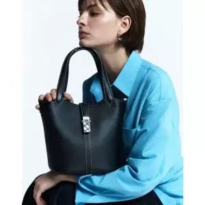 [NS홈쇼핑]DCBA6E154BK 닥스 [CLA] 블랙 소가죽 체크 장식 포인트 토트백S[35597429]