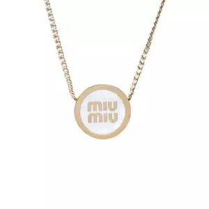 [중고명품] 화이트 골드 메탈 에나멜 로고 목걸이