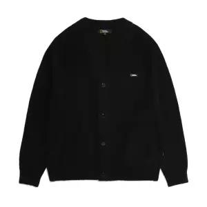 [내셔널지오그래픽]N224MKT330 어반 V넥 와펜 가디건 CARBON BLACK