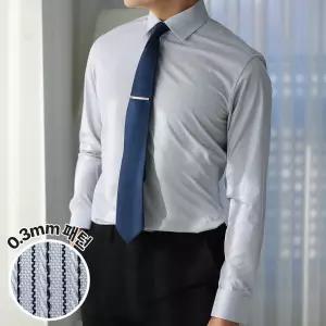 (어셔츠) 핀 스트라이프 남자 스판 드레스 정장 와이셔츠